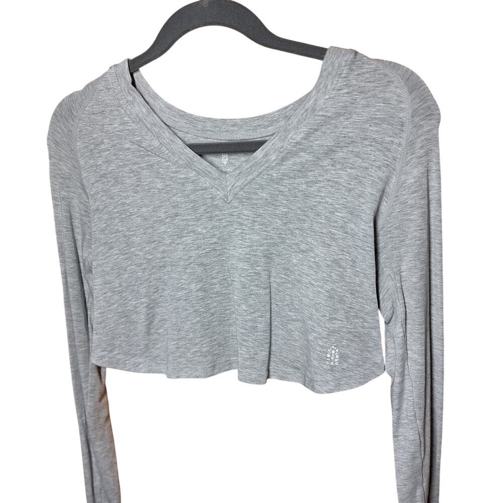 Free people movement Too good long sleeve cropped v neck tee gray athletic - Picture 5 of 5
